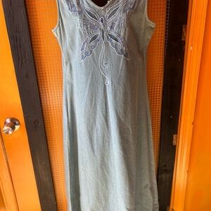 Vintage Together Denim Blue Butterfly Maxi Dress